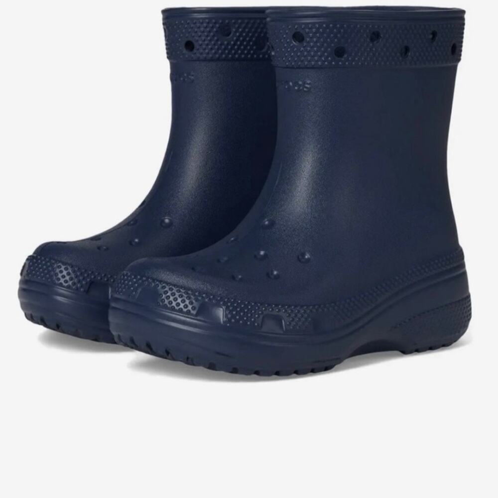 CROCS Classic Unisex Rain Outdoor Rubber Ankle Boots Navy Blue Kids Sz J1